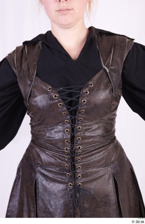  Photos Woman in Historical Dress 74 15th century Historical clothing black shirt leather vest upper body 0001.jpg